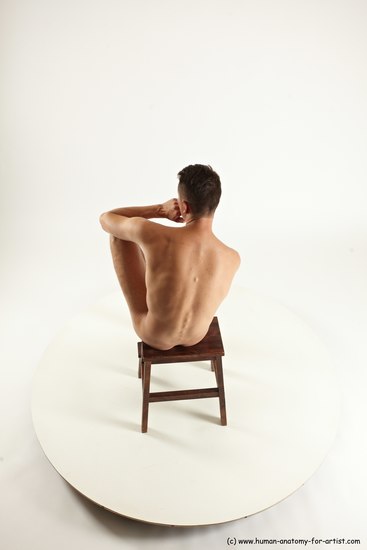 Nude Man White Sitting poses - simple Slim Short Brown Sitting poses - ALL Multi angles poses Realistic