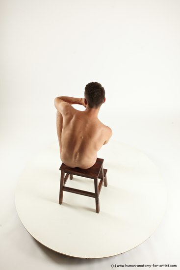 Nude Man White Sitting poses - simple Slim Short Brown Sitting poses - ALL Multi angles poses Realistic