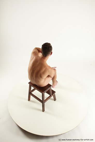 Nude Man White Sitting poses - simple Slim Short Brown Sitting poses - ALL Multi angles poses Realistic