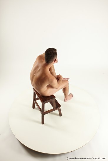 Nude Man White Sitting poses - simple Slim Short Brown Sitting poses - ALL Multi angles poses Realistic