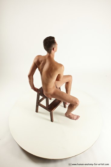 Nude Man White Sitting poses - simple Slim Short Brown Sitting poses - ALL Multi angles poses Realistic