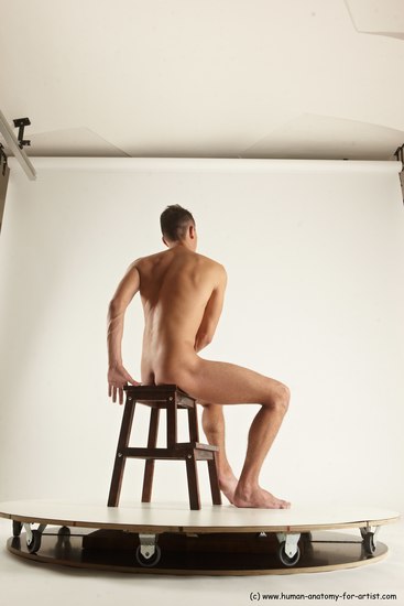 Nude Man White Sitting poses - simple Slim Short Brown Sitting poses - ALL Multi angles poses Realistic