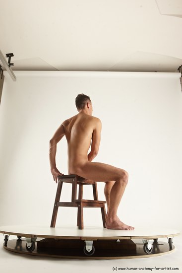 Nude Man White Sitting poses - simple Slim Short Brown Sitting poses - ALL Multi angles poses Realistic