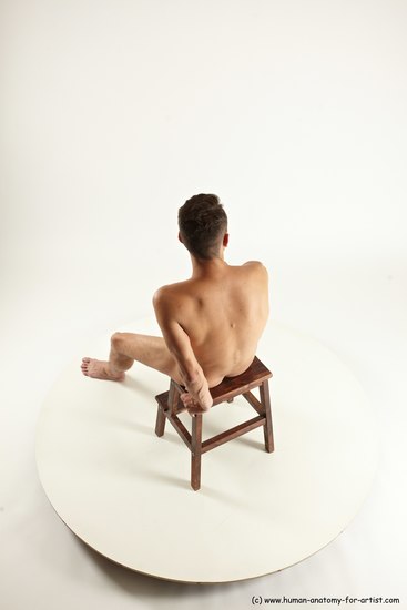 Nude Man White Sitting poses - simple Slim Short Brown Sitting poses - ALL Multi angles poses Realistic