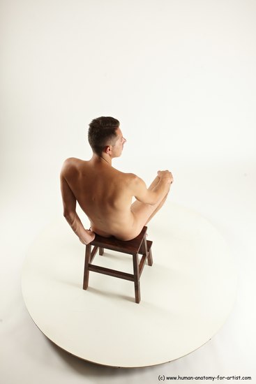 Nude Man White Sitting poses - simple Slim Short Brown Sitting poses - ALL Multi angles poses Realistic