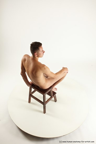 Nude Man White Sitting poses - simple Slim Short Brown Sitting poses - ALL Multi angles poses Realistic