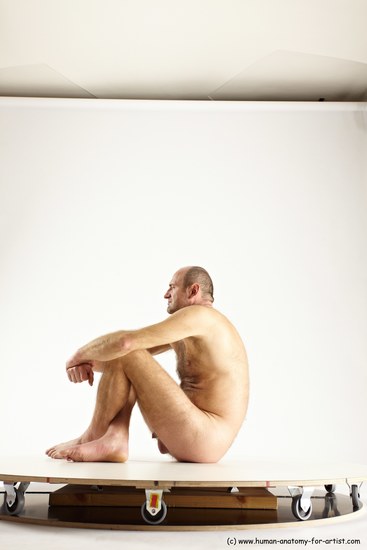 Nude Man White Sitting poses - simple Slim Short Brown Sitting poses - ALL Multi angles poses Realistic