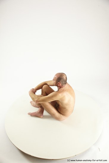 Nude Man White Sitting poses - simple Slim Short Brown Sitting poses - ALL Multi angles poses Realistic