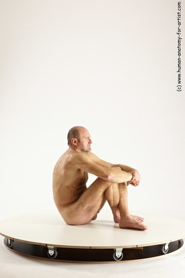 Nude Man White Sitting poses - simple Slim Short Brown Sitting poses - ALL Multi angles poses Realistic