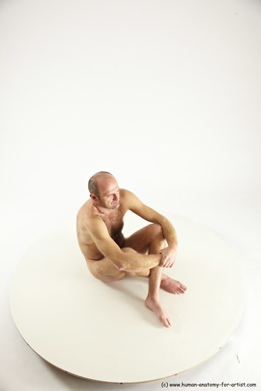 Nude Man White Sitting poses - simple Slim Short Brown Sitting poses - ALL Multi angles poses Realistic