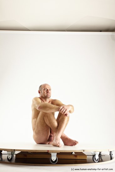 Nude Man White Sitting poses - simple Slim Short Brown Sitting poses - ALL Multi angles poses Realistic