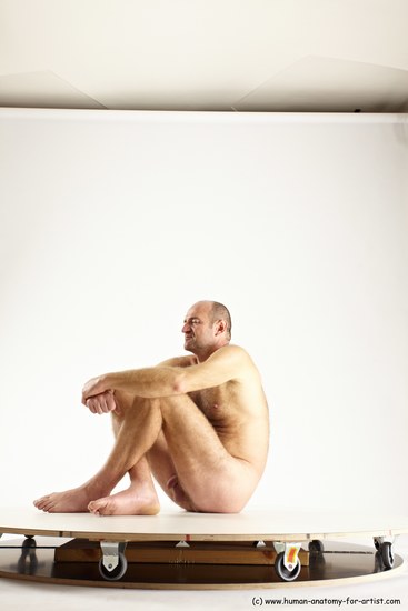 Nude Man White Sitting poses - simple Slim Short Brown Sitting poses - ALL Multi angles poses Realistic