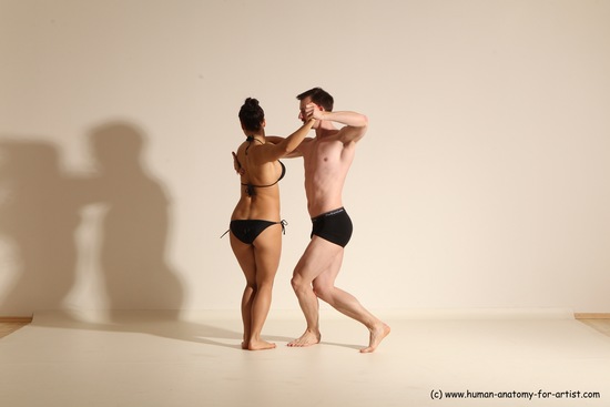 Underwear Woman - Man White Average Short Brown Dancing Dynamic poses Academic