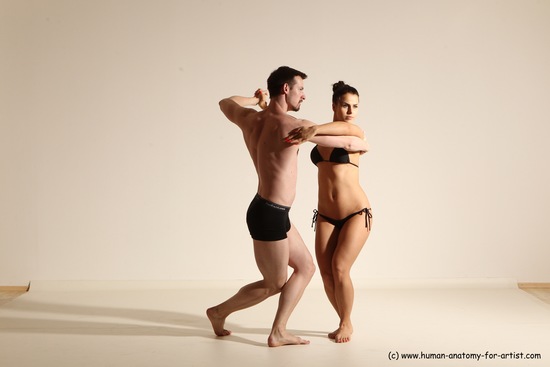 Underwear Woman - Man White Average Short Brown Dancing Dynamic poses Academic