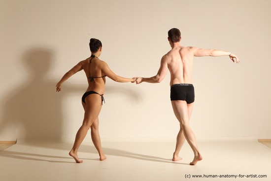 Underwear Woman - Man White Average Short Brown Dancing Dynamic poses Academic