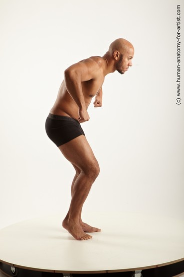 Underwear Man Black Standing poses - ALL Muscular Bald Standing poses - simple Academic