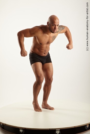 Underwear Man Black Standing poses - ALL Muscular Bald Standing poses - simple Academic