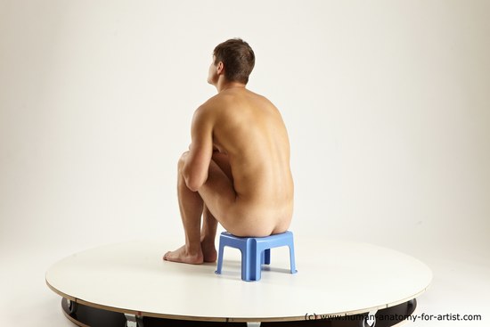 Nude Man White Sitting poses - simple Slim Short Brown Sitting poses - ALL Multi angles poses Realistic