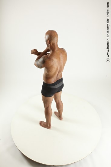 Underwear Man Black Standing poses - ALL Muscular Bald Standing poses - simple Multi angles poses Academic