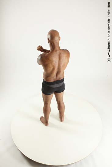 Underwear Man Black Standing poses - ALL Muscular Bald Standing poses - simple Multi angles poses Academic