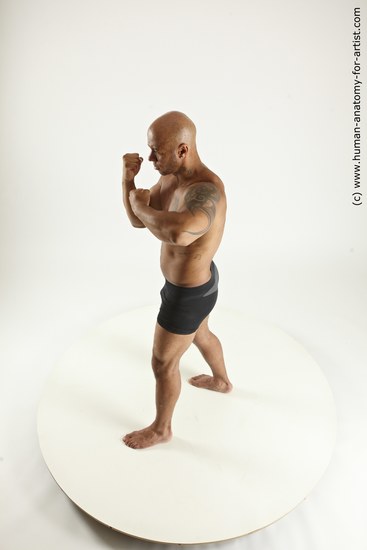 Underwear Man Black Standing poses - ALL Muscular Bald Standing poses - simple Multi angles poses Academic