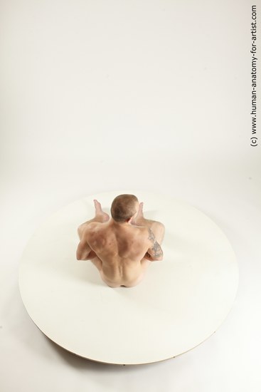 Nude Man White Sitting poses - simple Muscular Bald Sitting poses - ALL Multi angles poses Realistic