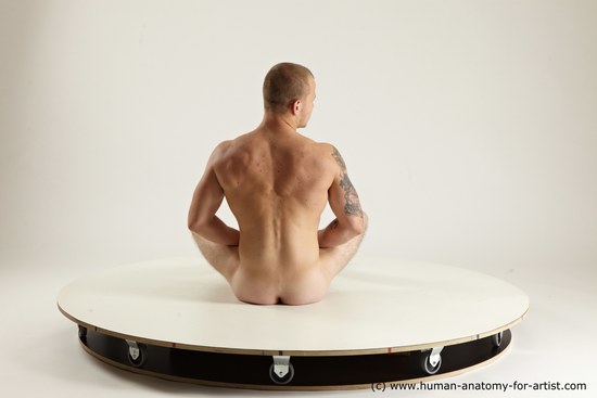 Nude Man White Sitting poses - simple Muscular Bald Sitting poses - ALL Multi angles poses Realistic