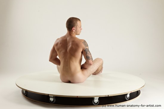 Nude Man White Sitting poses - simple Muscular Bald Sitting poses - ALL Multi angles poses Realistic