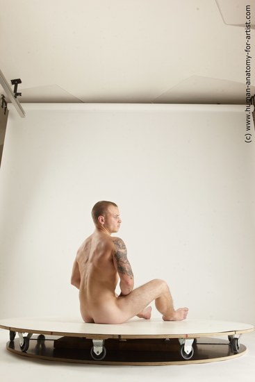 Nude Man White Sitting poses - simple Muscular Bald Sitting poses - ALL Multi angles poses Realistic