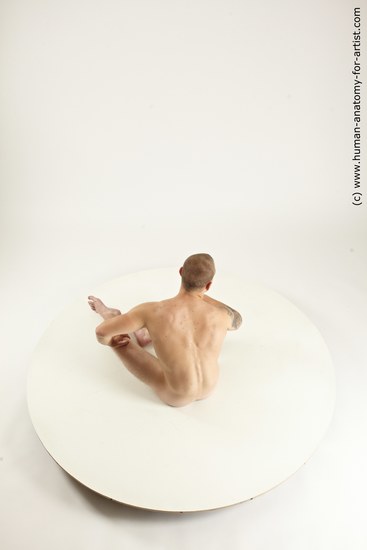 Nude Man White Sitting poses - simple Muscular Bald Sitting poses - ALL Multi angles poses Realistic