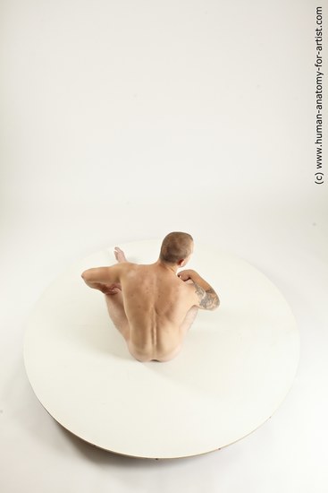 Nude Man White Sitting poses - simple Muscular Bald Sitting poses - ALL Multi angles poses Realistic