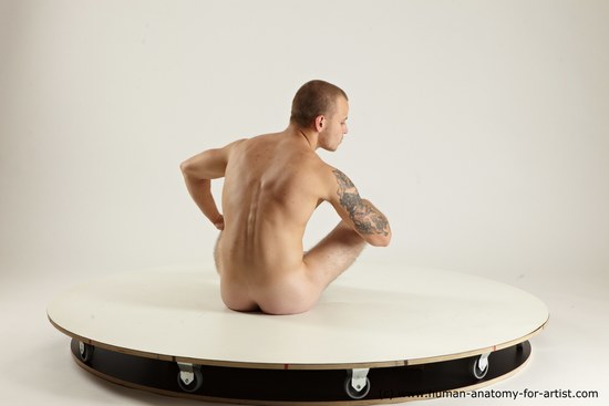 Nude Man White Sitting poses - simple Muscular Bald Sitting poses - ALL Multi angles poses Realistic