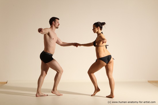 Underwear Woman - Man White Average Short Brown Dancing Dynamic poses Academic