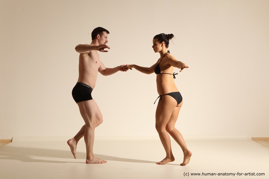 Underwear Woman - Man White Average Short Brown Dancing Dynamic poses Academic