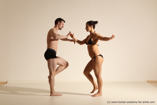 Underwear Woman - Man White Average Short Brown Dancing Dynamic poses Academic