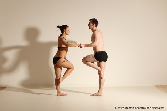 Underwear Woman - Man White Average Short Brown Dancing Dynamic poses Academic