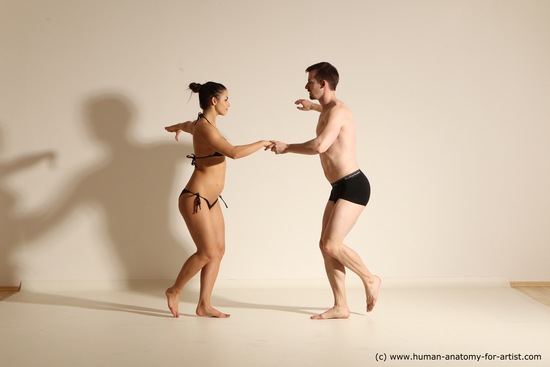 Underwear Woman - Man White Average Short Brown Dancing Dynamic poses Academic