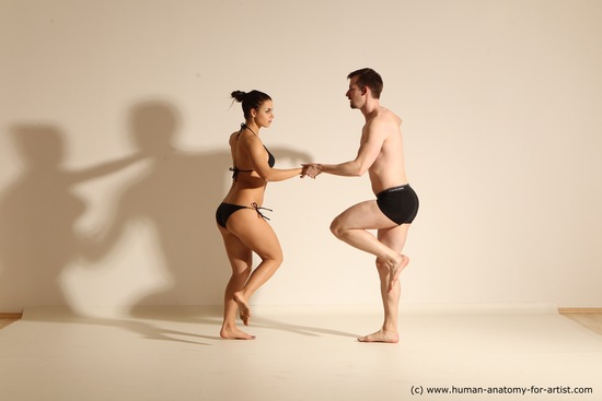 Underwear Woman - Man White Average Short Brown Dancing Dynamic poses Academic