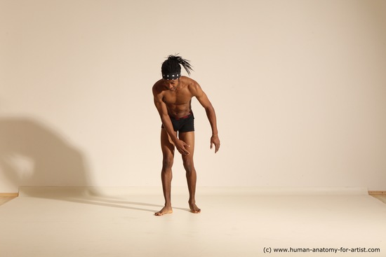 Underwear Man Black Athletic Black Dancing Dreadlocks Dynamic poses Academic