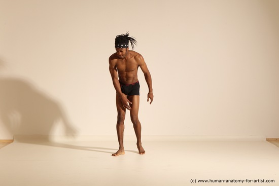 Underwear Man Black Athletic Black Dancing Dreadlocks Dynamic poses Academic