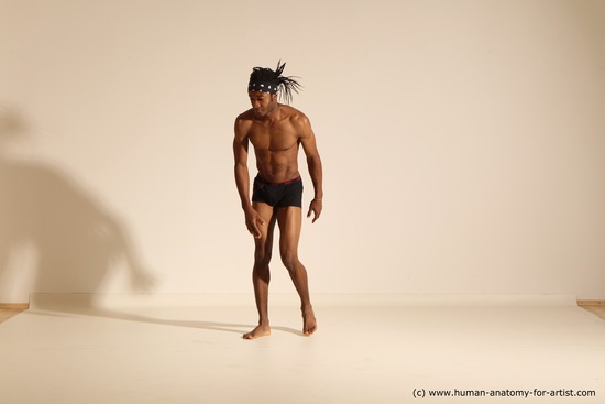 Underwear Man Black Athletic Black Dancing Dreadlocks Dynamic poses Academic