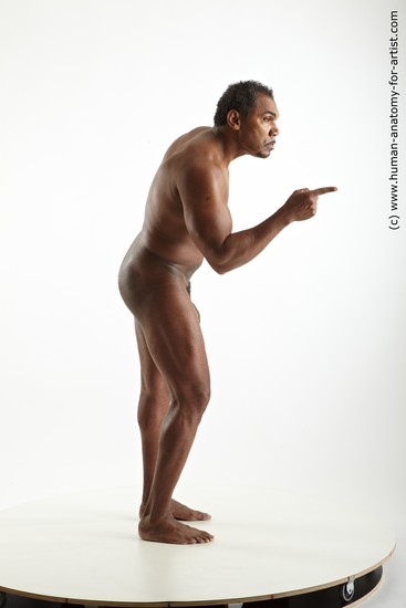 Nude Man Black Standing poses - ALL Muscular Short Black Standing poses - simple Realistic