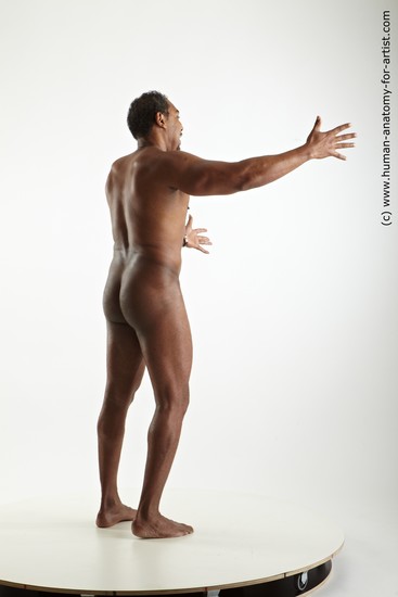 Nude Man Black Standing poses - ALL Muscular Short Black Standing poses - simple Realistic