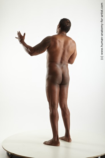 Nude Man Black Standing poses - ALL Muscular Short Black Standing poses - simple Realistic