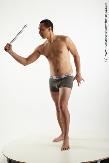 Underwear Fighting with spear Man Black Standing poses - ALL Average Short Black Standing poses - simple Academic