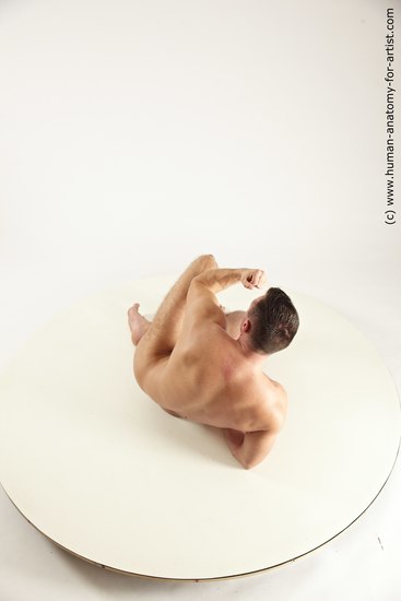 Nude Man White Laying poses - ALL Muscular Short Brown Laying poses - on side Multi angles poses Realistic