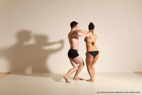 Underwear Woman - Man White Average Short Brown Dancing Dynamic poses Academic