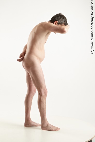 Nude Man White Standing poses - ALL Slim Short Brown Standing poses - simple Realistic