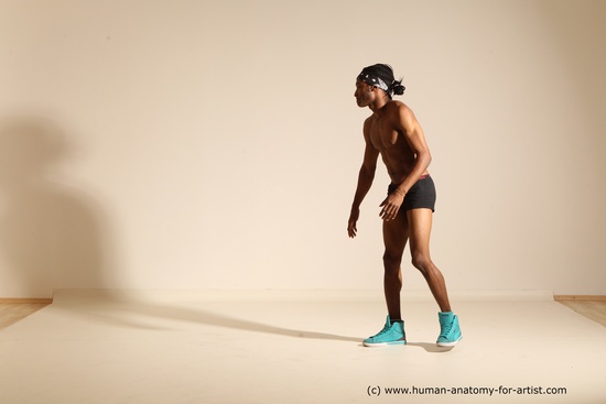 Underwear Man Black Athletic Black Dancing Dreadlocks Dynamic poses Academic