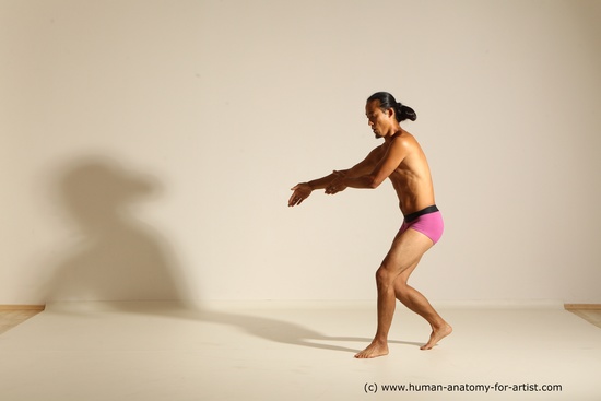 Underwear Martial art Man Asian Sitting poses - simple Slim Long Black Sitting poses - ALL Academic